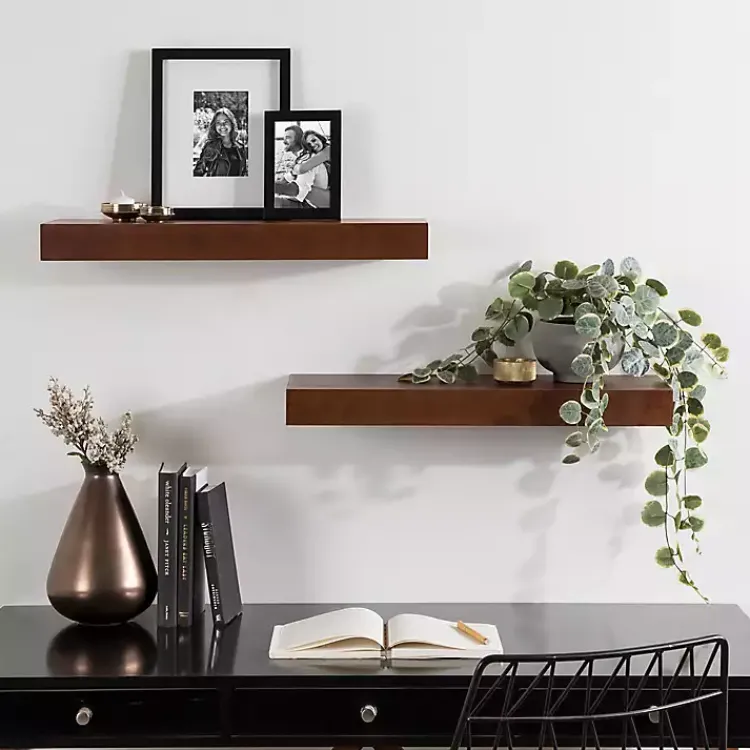 Kirklands Home Walnut Brown Floating Shelves, Set of 2 Best