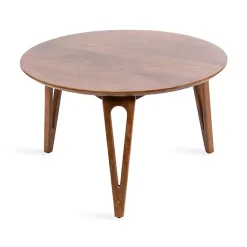 Kirklands Home Walnut Mango Wood Round Kershaw Coffee Table Brown Outlet