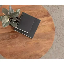 Kirklands Home Walnut Mango Wood Round Kershaw Coffee Table Brown Outlet