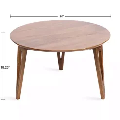 Kirklands Home Walnut Mango Wood Round Kershaw Coffee Table Brown Outlet
