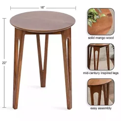 Kirklands Home Walnut Mango Wood Round Kershaw Accent Table Brown Best