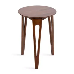 Kirklands Home Walnut Mango Wood Round Kershaw Accent Table Brown Best