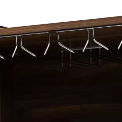 Kirklands Home Walnut Brown Open Shelf Wine Cabinet Sale