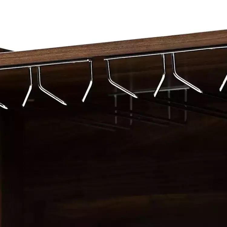 Kirklands Home Walnut Brown Open Shelf Wine Cabinet Sale