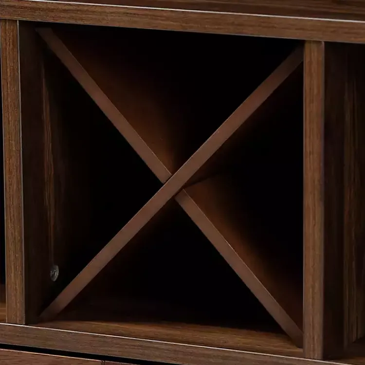 Kirklands Home Walnut Brown Open Shelf Wine Cabinet Sale