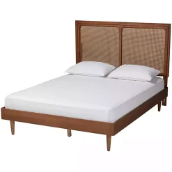Kirklands Home Walnut Rattan Amelia Queen Bed Brown