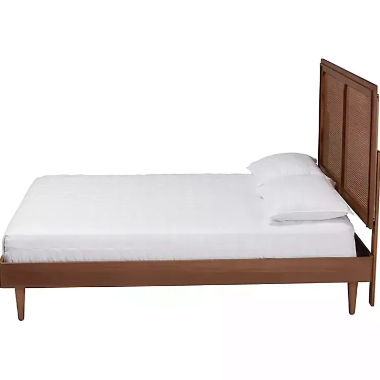 Kirklands Home Walnut Rattan Amelia Queen Bed Brown