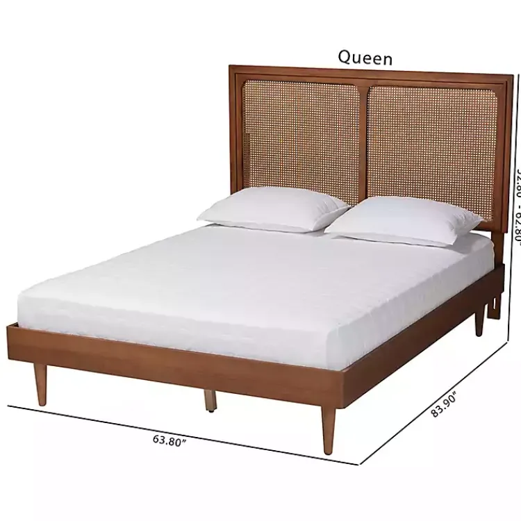 Kirklands Home Walnut Rattan Amelia Queen Bed Brown