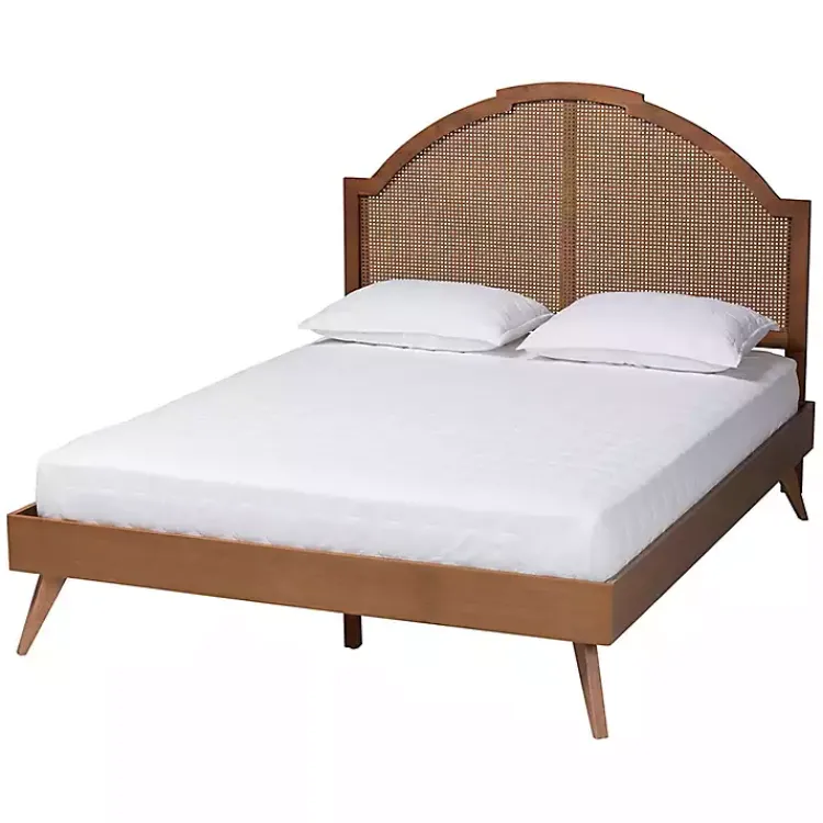 Kirklands Home Walnut Rattan Kelly Queen Platform Bed Brown Sale