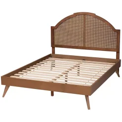 Kirklands Home Walnut Rattan Kelly Queen Platform Bed Brown Sale