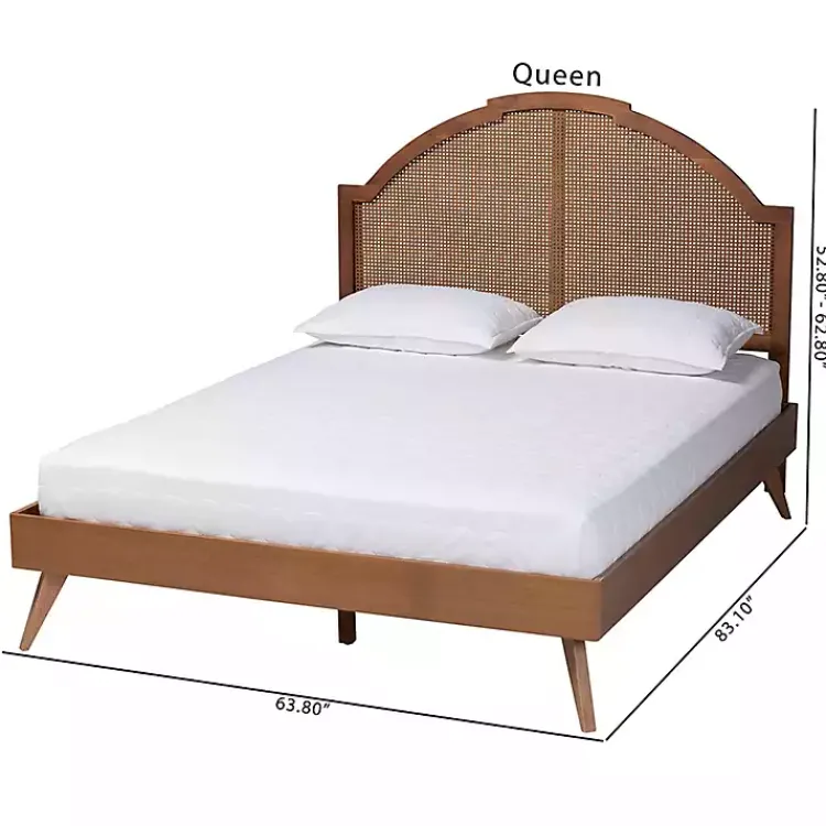 Kirklands Home Walnut Rattan Kelly Queen Platform Bed Brown Sale