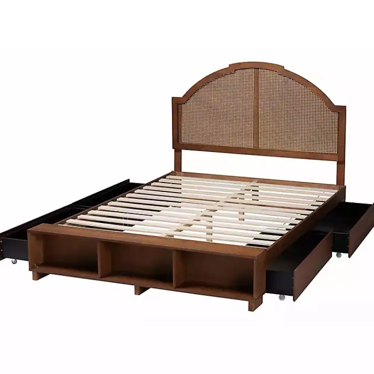 Kirklands Home Walnut Rattan Queen Storage Bed Brown Online