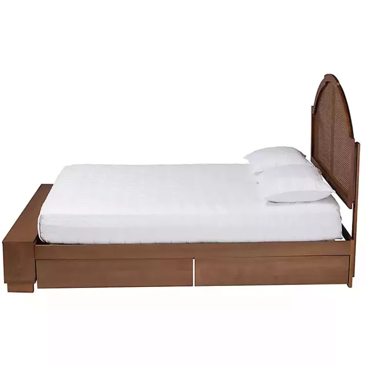 Kirklands Home Walnut Rattan Queen Storage Bed Brown Online