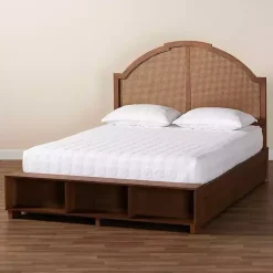 Kirklands Home Walnut Rattan Queen Storage Bed Brown Online