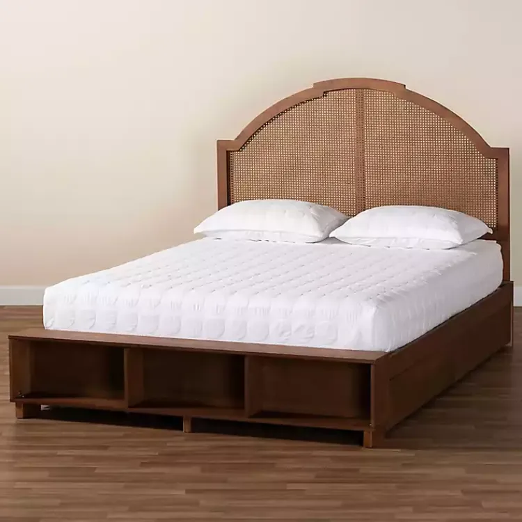 Kirklands Home Walnut Rattan Queen Storage Bed Brown Online