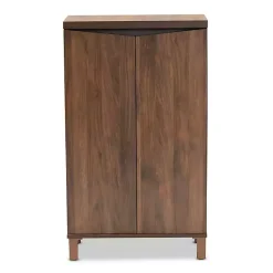 Kirklands Home Walnut Slim Shoe Storage Cabinet Brown New
