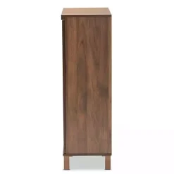 Kirklands Home Walnut Slim Shoe Storage Cabinet Brown New