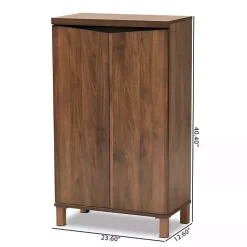 Kirklands Home Walnut Slim Shoe Storage Cabinet Brown New