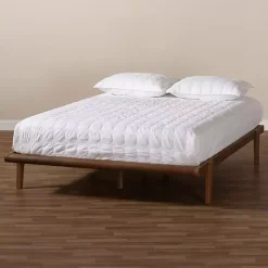 Kirklands Home Walnut Wood Full Platform Bed Brown New