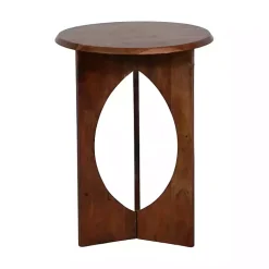Kirklands Home Walnut Cut-Out Round Accent Table Brown Sale