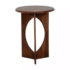 Kirklands Home Walnut Cut-Out Round Accent Table Brown Sale