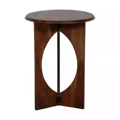 Kirklands Home Walnut Cut-Out Round Accent Table Brown Sale
