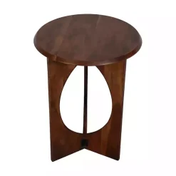 Kirklands Home Walnut Cut-Out Round Accent Table Brown Sale