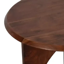 Kirklands Home Walnut Cut-Out Round Accent Table Brown Sale