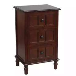 Kirklands Home Walnut 3-Drawer Winne Accent Table Brown Clearance