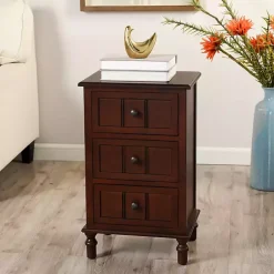Kirklands Home Walnut 3-Drawer Winne Accent Table Brown Clearance