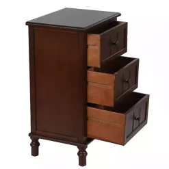 Kirklands Home Walnut 3-Drawer Winne Accent Table Brown Clearance