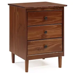 Kirklands Home Walnut 3-Drawer Wood Nightstand Brown Clearance