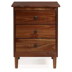 Kirklands Home Walnut 3-Drawer Wood Nightstand Brown Clearance