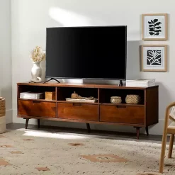Kirklands Home Walnut 3-Drawer Wood TV Stand Brown