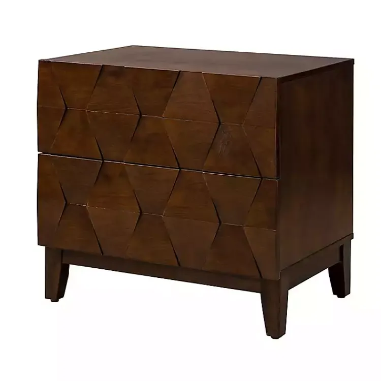 Kirklands Home Walnut Geometric 2-Drawer Charging Nightstand Brown Hot