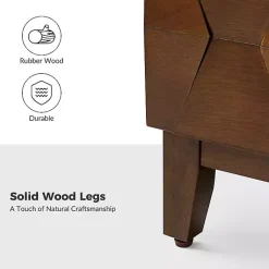 Kirklands Home Walnut Geometric 2-Drawer Charging Nightstand Brown Hot