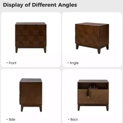 Kirklands Home Walnut Geometric 2-Drawer Charging Nightstand Brown Hot