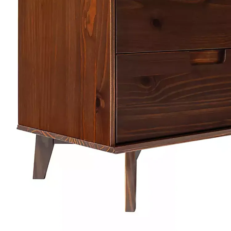 Kirklands Home Walnut Grooved Handle 6-Drawer Dresser Brown New