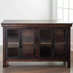 Kirklands Home Walnut Henry Cabinet with Glass Doors Brown Hot