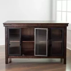 Kirklands Home Walnut Henry Cabinet with Glass Doors Brown Hot