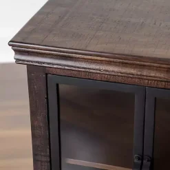 Kirklands Home Walnut Henry Cabinet with Glass Doors Brown Hot