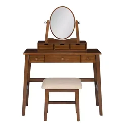 Kirklands Home Walnut Lorna Tilting Mirror 2-pc. Vanity Set Brown Clearance