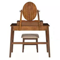 Kirklands Home Walnut Lorna Tilting Mirror 2-pc. Vanity Set Brown Clearance