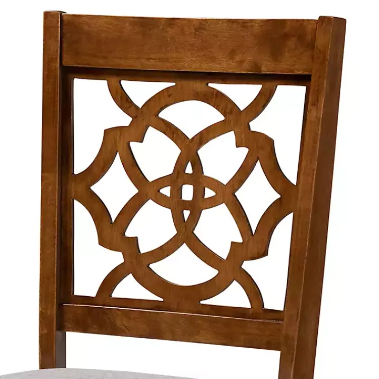 Kirklands Home Walnut Lylah Upholstered Dining Chairs, Set of 4 Gray Clearance