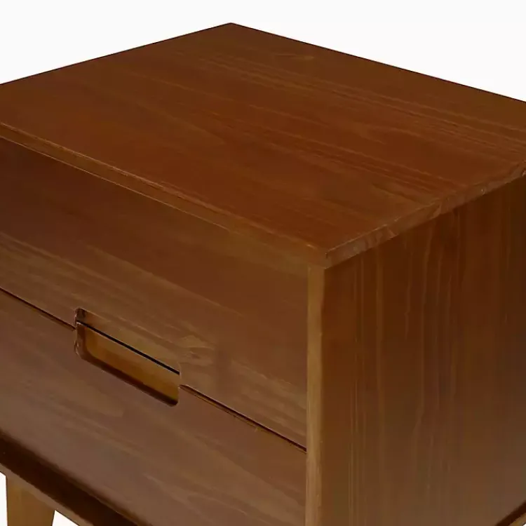 Kirklands Home Walnut Mid-Century Modern 2-Drawer Nightstand Brown New