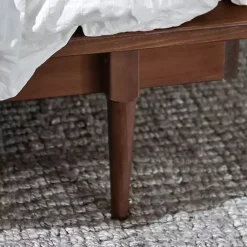Kirklands Home Walnut Mid-Century Modern Queen Bed Frame Brown New