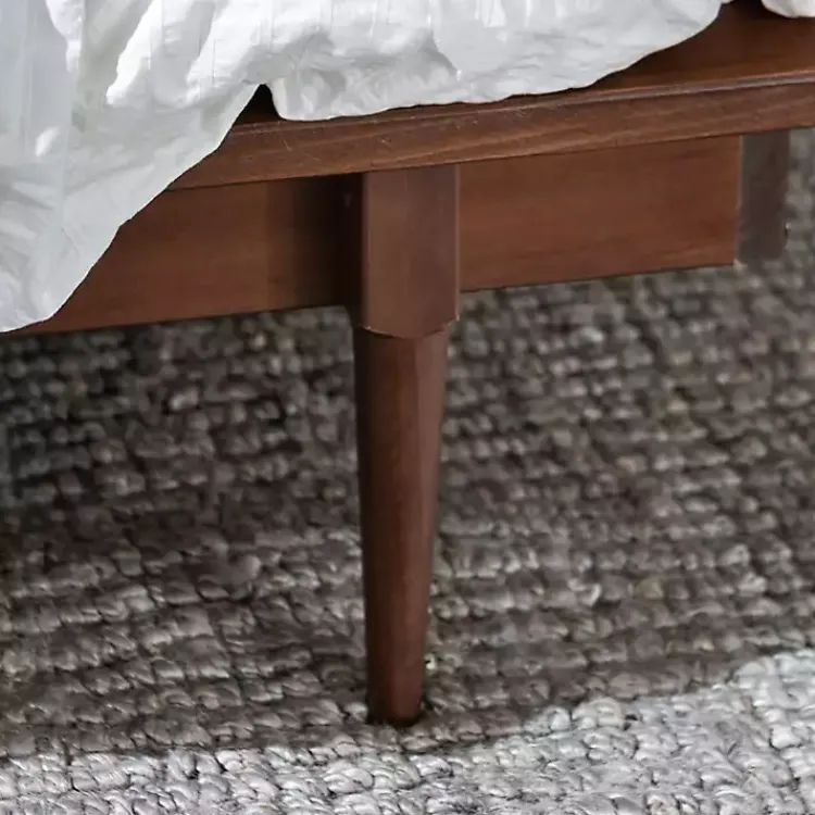Kirklands Home Walnut Mid-Century Modern Queen Bed Frame Brown New