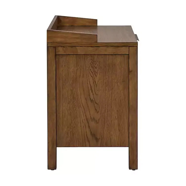Kirklands Home Walnut Mid-Century Modern Carved Nightstand Brown Clearance