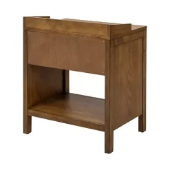 Kirklands Home Walnut Mid-Century Modern Carved Nightstand Brown Clearance