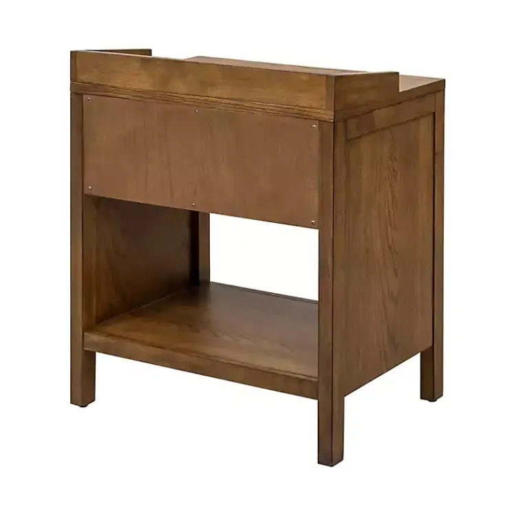 Kirklands Home Walnut Mid-Century Modern Carved Nightstand Brown Clearance